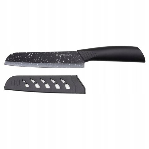 NÓŻ CERAMICZNY AMBITION SKIV SANTOKU 15 CM CZARNY + OSŁONKA