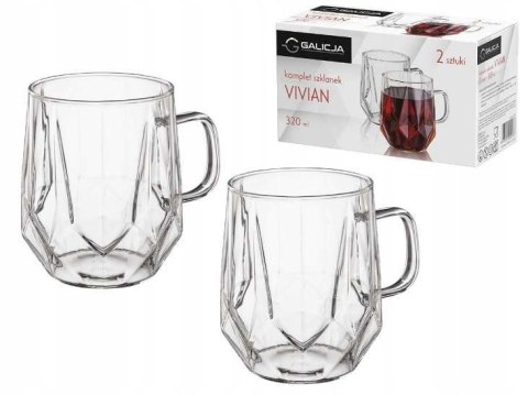 SZKLANKI ZESTAW 2 SZKLANEK VIVIAN 320 ML GALICJA KUBKI DO KAWY HERBATY SZKLANKI ZESTAW 2 SZKLANEK VIVIAN 320 ML GALICJA KUBKI DO KAWY HERBATY