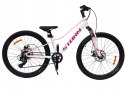 ROWER 24 QUEEN MTB AMORTYZOWANY SHIMANO ALUMINIUM RÓŻOWO BIAŁY TARCZOWE HAM
