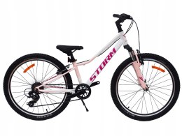 ROWER 24 QUEEN MTB AMORTYZOWANY SHIMANO ALUMINIUM RÓŻOWO BIAŁY