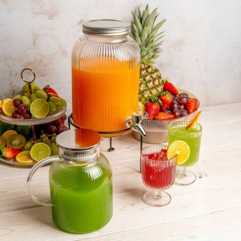 Słoik z kranikiem do wody dyspenser do soku szklany 4 l do napojów + stojak Słoik z kranikiem do wody dyspenser do soku szklany 4 l do napojów + stojak
